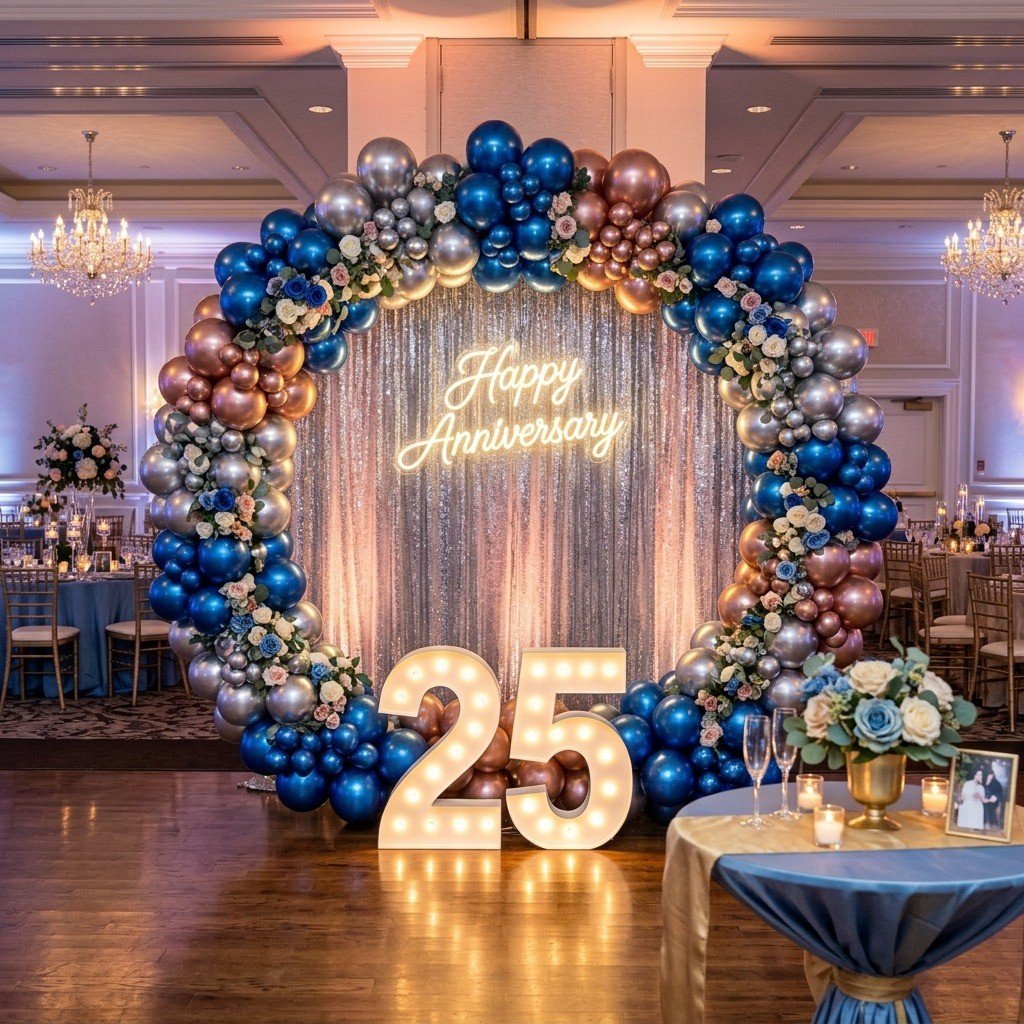 Floral & Chrome Balloon Ring Setup #26